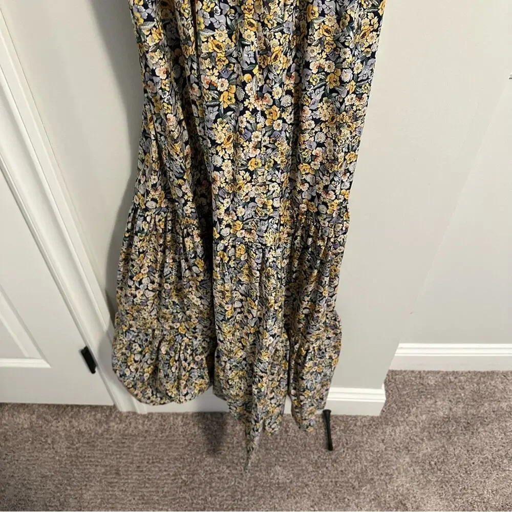 Fame and Partners Blue Yellow Floral Cotton Maxi Dress 2